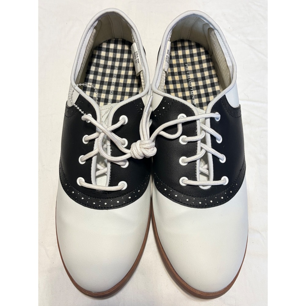 Predictions Womens Vintage Shoes Black White Retro Oxford Lace Up 9W 50's Style